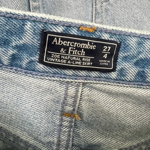 Abercrombie & Fitch Womens Zoe Natural Rise Vintage A-Line A Line Skirt Blue 4 - Picture 3 of 5
